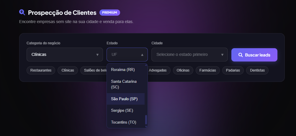 Busca por cidade e categoria
